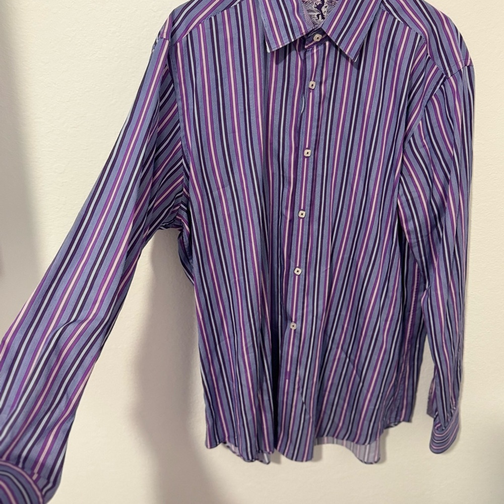 Striped Men's Shirt - Purple and Blue